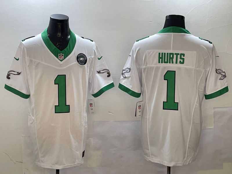 Men Philadelphia Eagles #1 Hurts White Retro three generations 2025 Nike Vapor Limited NFL Jersey style 3->philadelphia eagles->NFL Jersey